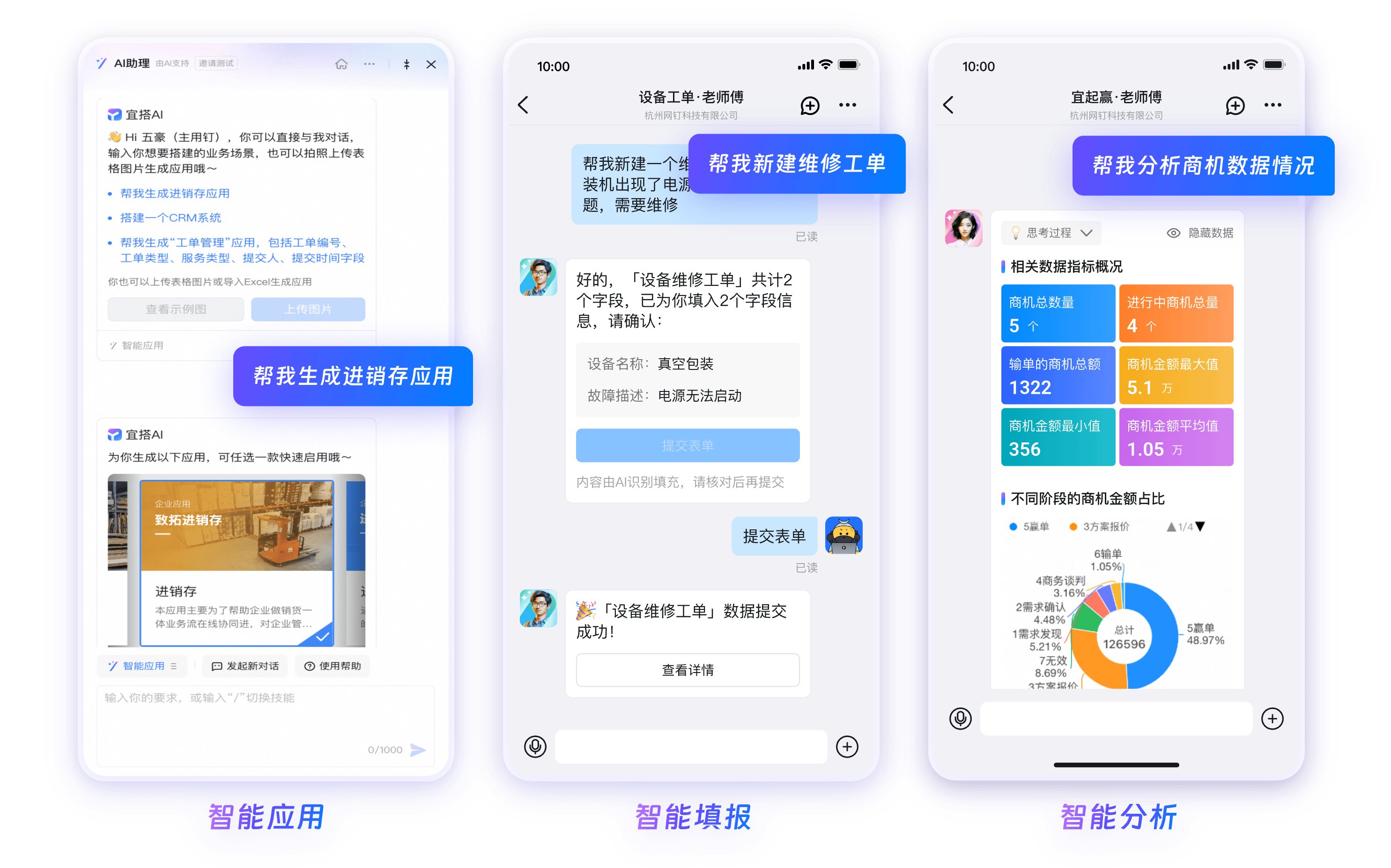 钉钉大模型AI助理数据分析画面